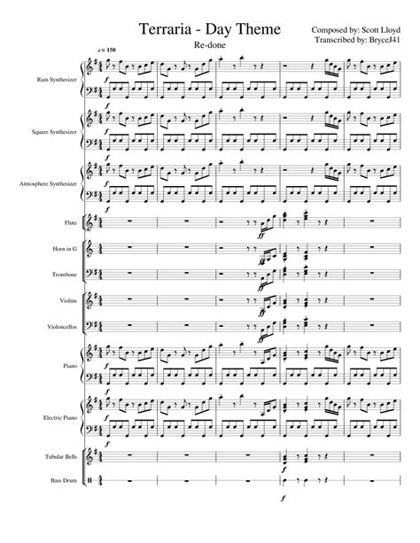 Terraria sheet music for Flute, Piano, Synthesizer, French Horn download free in PDF or MIDI