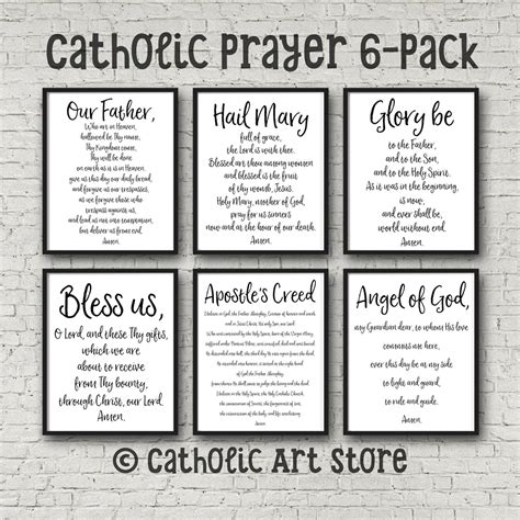 Catholic Prayer Printable 6-Pack - Our Father, Hail Mary, Glory Be, An ...