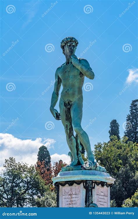 Replica David Statue Michelangelo Square Overlook Florence Tuscany Italy Royalty-Free Stock ...