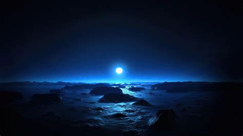 3840x2160 Ocean Dark Night Moon 4k 4K ,HD 4k Wallpapers,Images ...