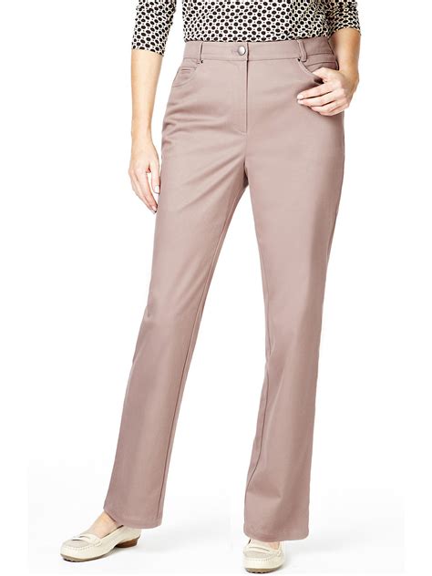 Marks and Spencer - - M&5 DARK-BEIGE Cotton Rich Straight Leg Trousers - Size 10 to 22