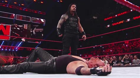 ROMAN REIGNS TAKES OUT THE UNDERTAKER Raw, March 20, 2017 - YouTube