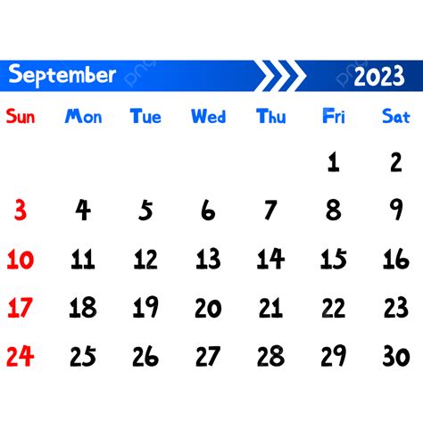 2023 Calendar September Blue, 2023 Calendar, Calendar, September PNG and Vector with Transparent ...