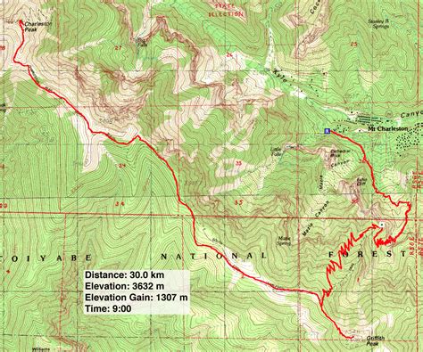 Mount Charleston Hiking Trails Map