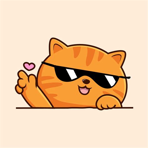 Striped Orange Cat Cartoon - Cute Tabby Cat Waving Hand Pawns Vector ...