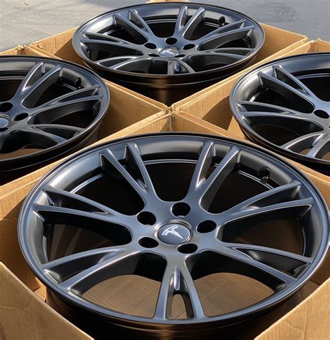 Tesla Model Y 19" Gemini Wheels RIMS Satin Black 2020 Factory OEM