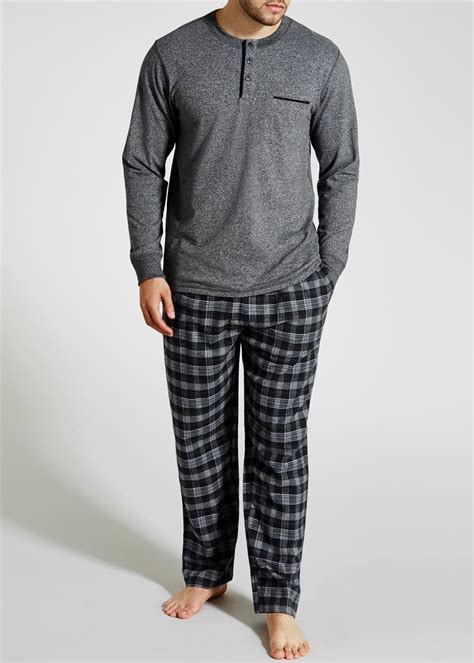 Long Check Pyjama Set - Matalan | Mens pajamas, Mens sleepwear, Lounge wear