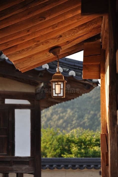 Korea Hanok with Traditional Lantern in Andong, South Korea Stock Photo ...