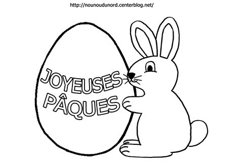 Coloriage lapin de Pâques dessiné par nounoudunord