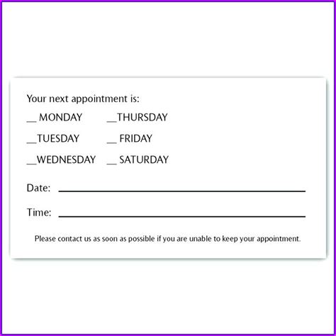 Free Printable Appointment Reminder Appointment Card Template Templates ...