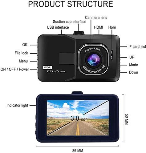 Night Vision 1080P FHD Car Dashcam Recorder DVR Auto Video G-sensor ...