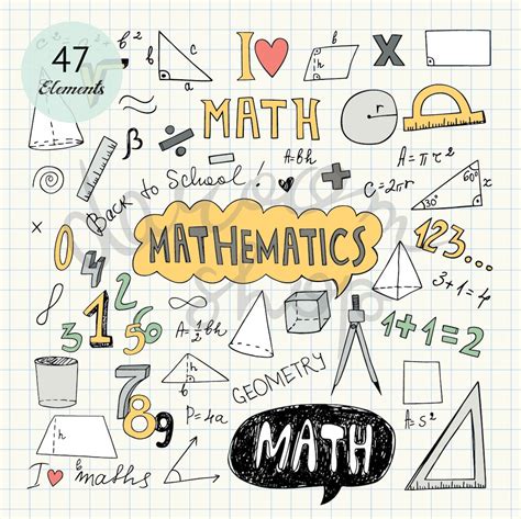 Hand Drawn Mathematics Clip Art/math Elements and Symbols/back to School Doodle/educational ...