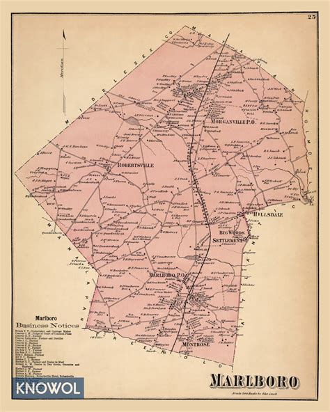 Beautifully restored map of Marlboro, NJ from 1873 - KNOWOL