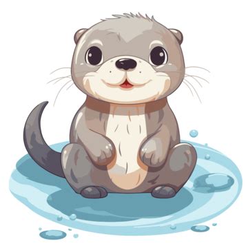 Otter Clipart Cartoon Otter Is Sitting In The Water Vector, Otter, Clipart, Cartoon PNG and ...