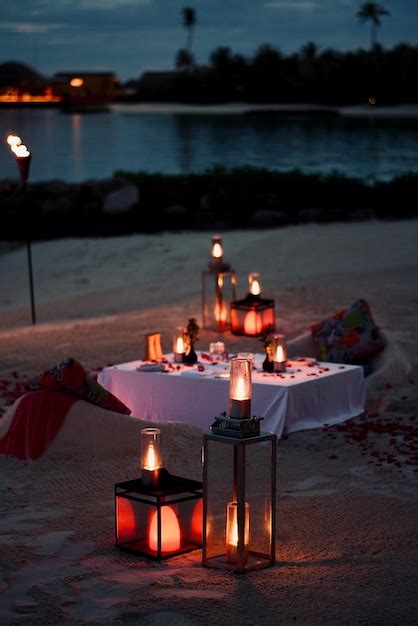 Premium Photo | A romantic dinner on the beach