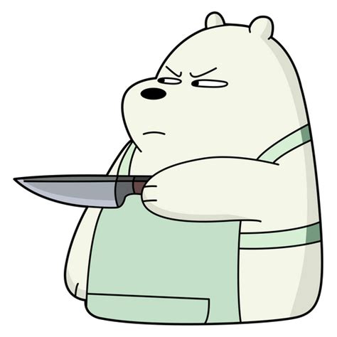 We Bare Bears Ice Bear With Knife Sticker - Sticker Mania