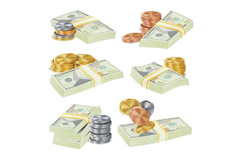 Realistic Money Stacks Vector. By Pikepicture | TheHungryJPEG