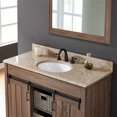 43'' Granite Single Vanity Top with Sink and 3 Faucet Holes | Bathroom vanity tops, Vanity tops ...