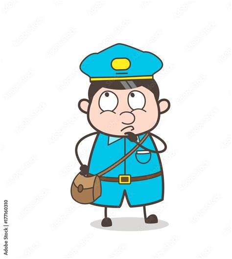 Cartoon Mailman Thinking an Idea Vector Concept Stock Vector | Adobe Stock