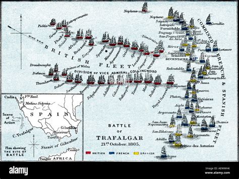 Battle of Trafalgar. Battle plan, 21st October 1805 Stock Photo - Alamy