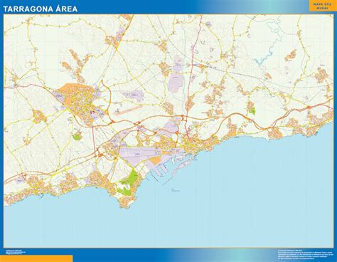 Road wall map Tarragona Spain | Largest wall maps of the world.