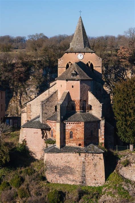 Facade of Sainte Fauste Church in Bozouls, Aveyron, France Stock Photo - Image of building ...