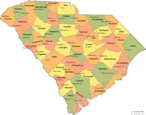 South Carolina County Map