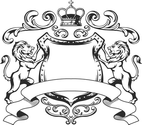 Heraldic Lion Shield Crest Royalty Coat of Arm Black Silhouette 2144062 Vector Art at Vecteezy