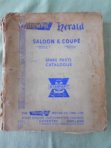 Spare Parts Catalogue - Triumph Herald, Saloon & Coupe - British Classic Spare Parts