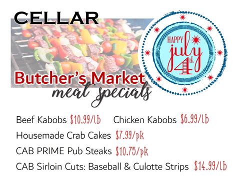 Butcher’s Market Meat Specials – The Cellar