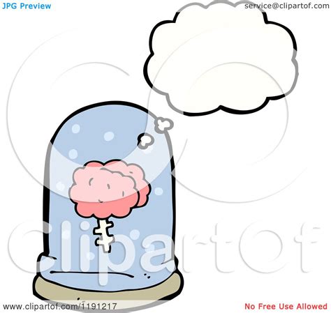 Cartoon of a Brain in a Speciman Jar Thinking - Royalty Free Vector Illustration by ...