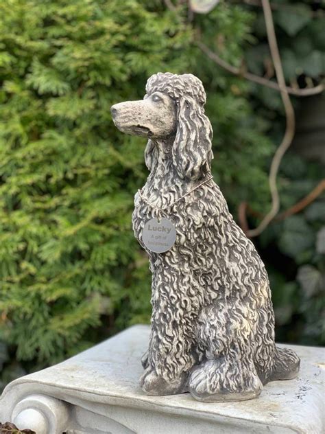 Poodle Statueunique dog tag Pet Memorial garden statue custom | Etsy