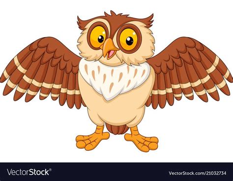 Cartoon happy owl isolated on white background vector image on | Wilde dieren, Dieren, Thema