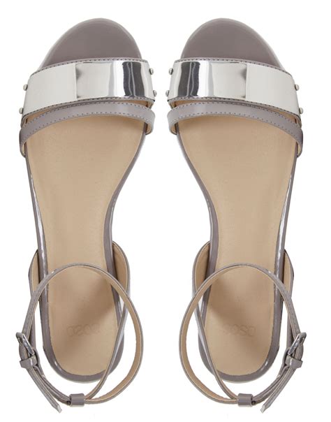 Lyst - Asos Franklin Flat Sandals in Gray