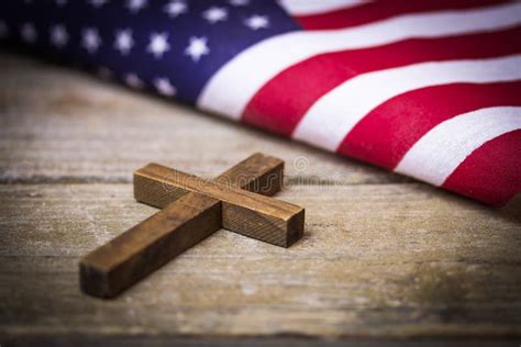 Holy Christian Cross and American Flag Background Stock Photo - Image ...