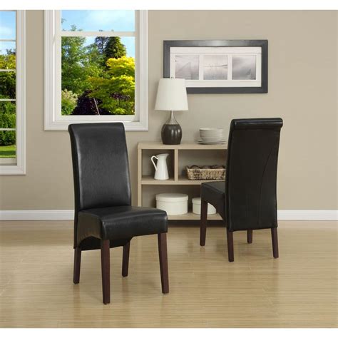 Simpli Home Avalon Midnight Black Faux Leather Parsons Dining Chair (Set of 2)-WS5134-BL - The ...