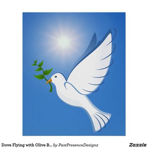 Dove Flying with Olive Branch Poster | Zazzle | Dove flying, Poster, Doves