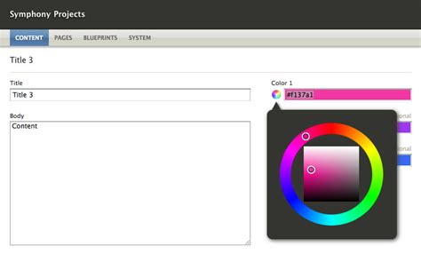 Field: Color Chooser — Visually choose a hex color value — Symphony CMS Extensions