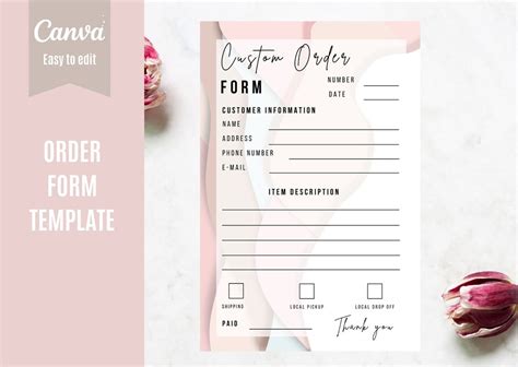 Printable Craft Order Form Order Form Template Editable in - Etsy