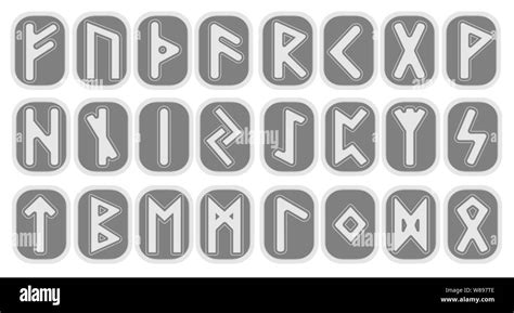 Set of old Norse runes. Runic alphabet, Futhark. Ancient occult Viking ...