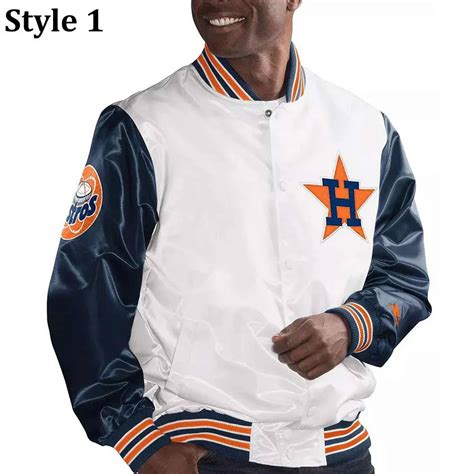 Full-Snap Satin Starter The Legend Houston Astros White and Navy Jacket ...