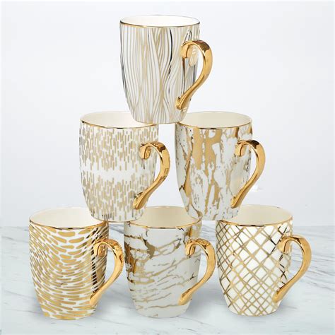 Certified International Matrix 6-Piece Patterned Multi-Colored Porcelain 16 oz. Mug Set (Service ...