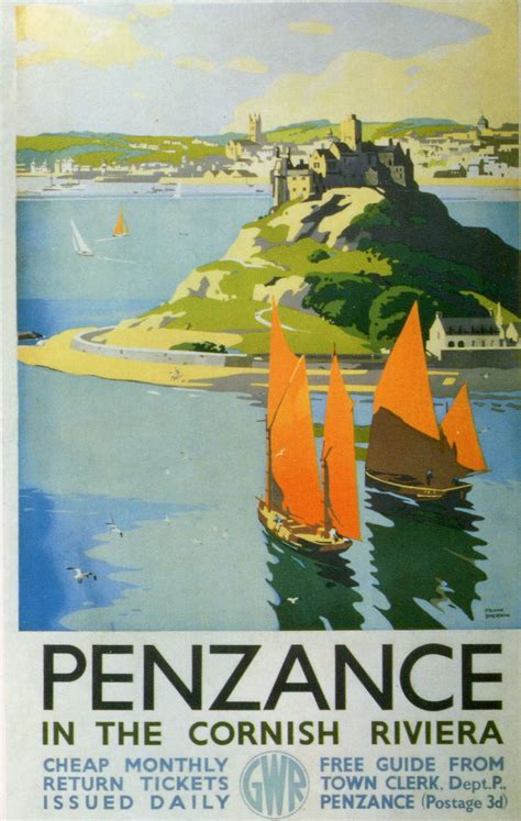 'PENZANCE IN THE CORNISH RIVIERA' (c.1935) | Frank Sherwin: Great Western Railway poster ...