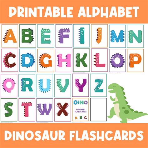 Dinosaur Alphabet Letters Flashcards Dinos Preschool Flash Cards ABC Dinosaurs Busy Book ...