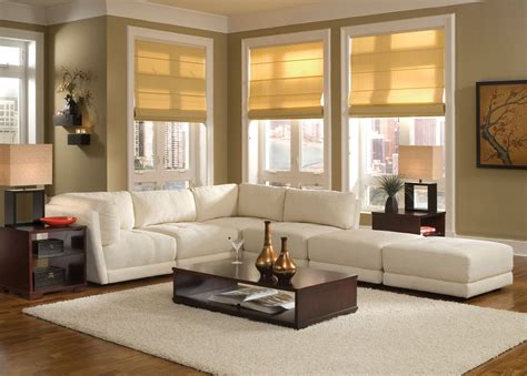 Cozy Living Room Beautiful White Big Sofas Darkwood CoffeeTable | Small living room design ...