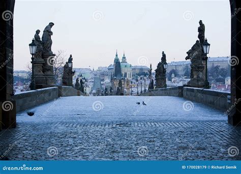 Charles Bridge in Winter, Prague, Czech Republic Stock Image - Image of outdoor, town: 170028179