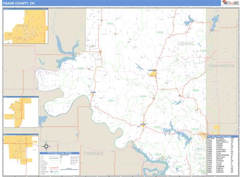 Osage County, Oklahoma Zip Code Wall Map | Maps.com.com