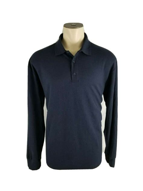 Gildan DryBlend Long Sleeve Mens Sport Polo T-Shirt Navy Blue XL #Gildan | Polo t-shirt, Long ...