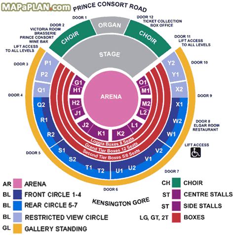 Royal Albert Hall detailed seat numbers seating plan - MapaPlan.com