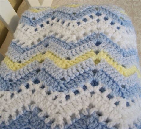 Crochet Striped Ripple Blanket ... Baby boy by sweetpeacollections